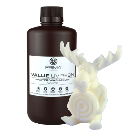PrimaCreator Ekonomická vodou omyvatelná UV pryskyřice - 1 kg - Bílá