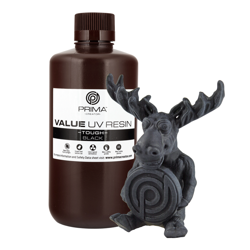 PrimaCreator Výhodná houževnatá UV pryskyřice (Podobná ABS) - 1 kg - Černá