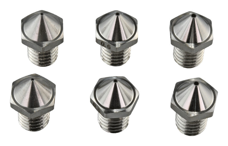 Sada ocelových trysek pro Flashforge Creator 3 Pro / Creator 4 - 0.4/0.6/0.8 mm - Balení 6 ks