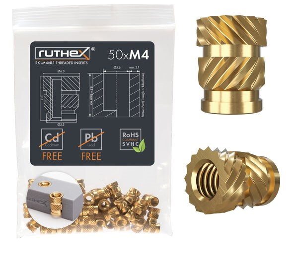 Ruthex M4 závitová vložka – Rx-M4x8.1 - 50 kusů