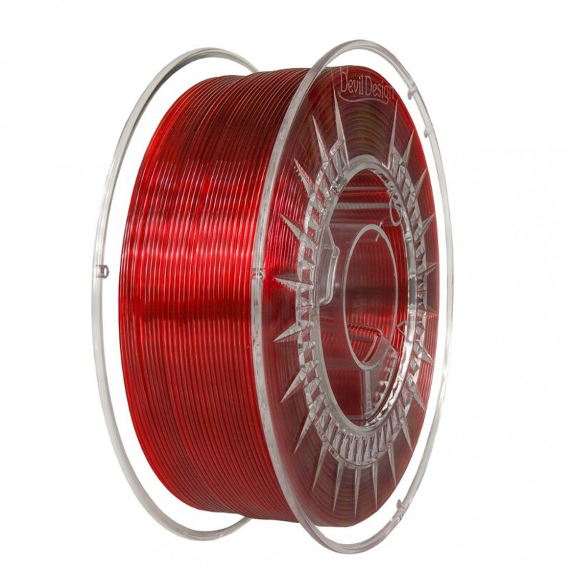 Filament Devil Design PETG RUBÍNOVĚ ČERVENÁ TRANSPARENTNÍ 1,75 mm 1 kg.