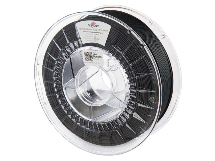 Filament SPECTRUM NYLON PA6 GF30 ČERNÁ NÍZKÁ DEFORMACE 1,75 mm 1 kg