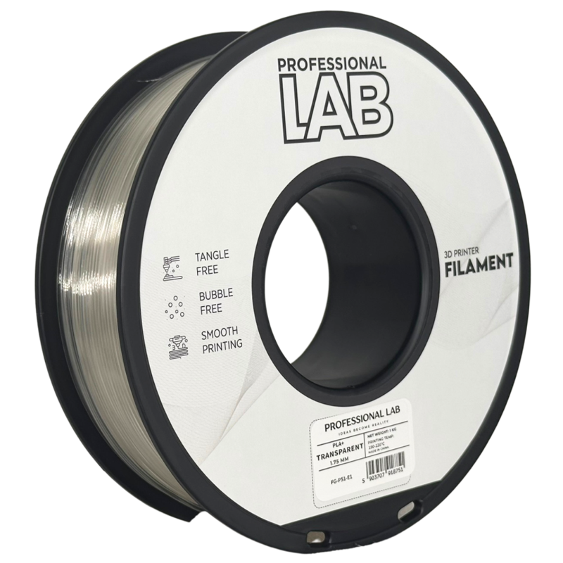Filament PROFESSIONAL LAB PLA+ TRANSPARENT 1,75 mm 1 kg